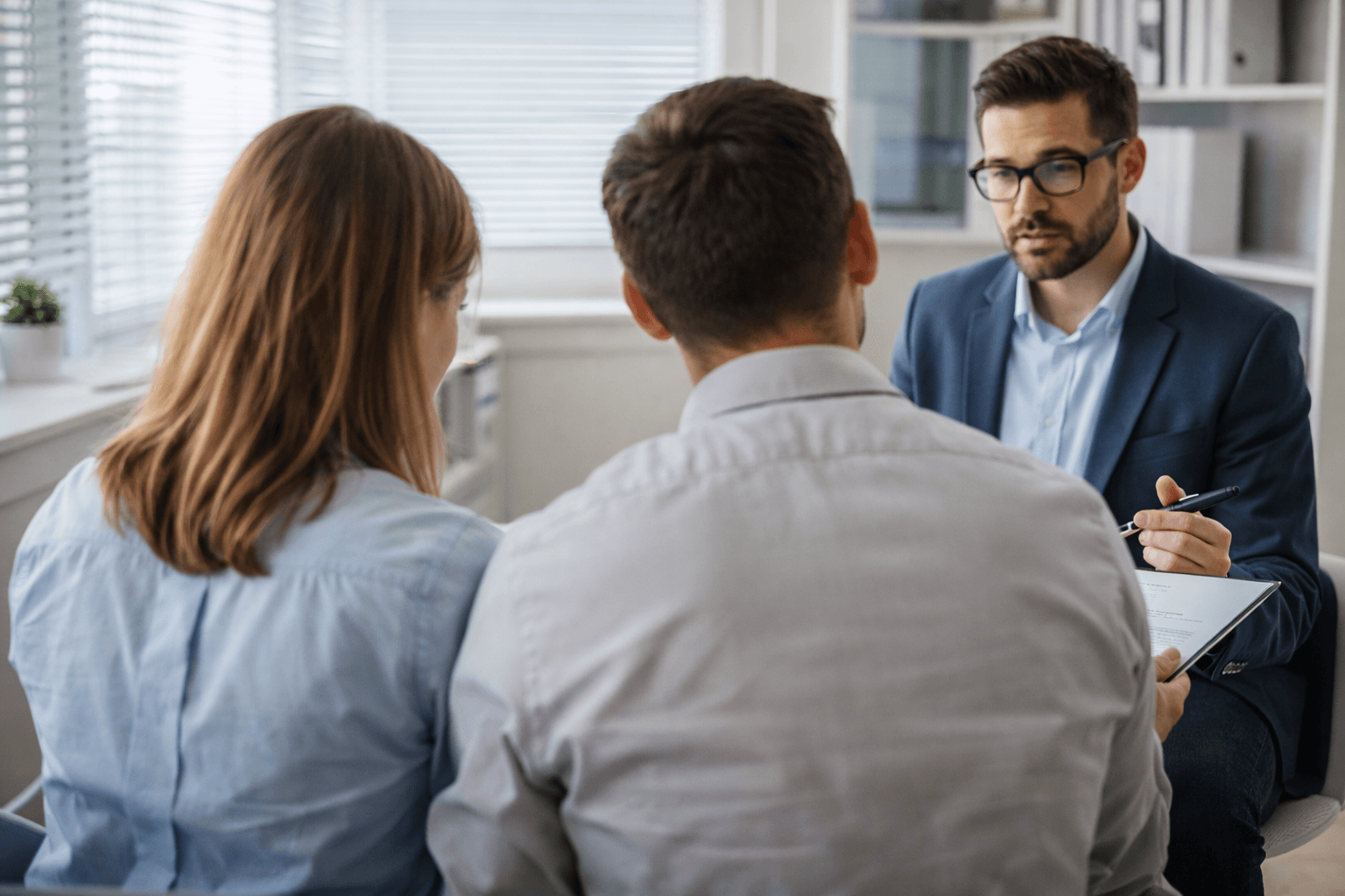 A professional consultation meeting in an office