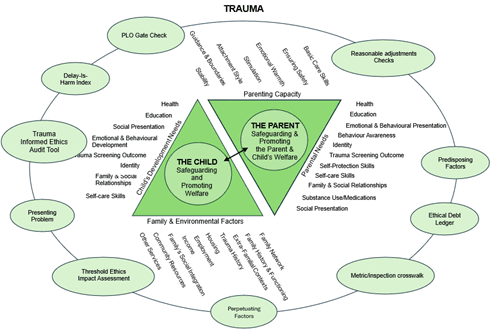 Trauma-regulated practice framework diagram